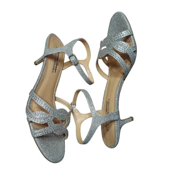 American Glamour Badgley Mischka XABRINA Sparkle Heel Sandals - Picture 2 of 9
